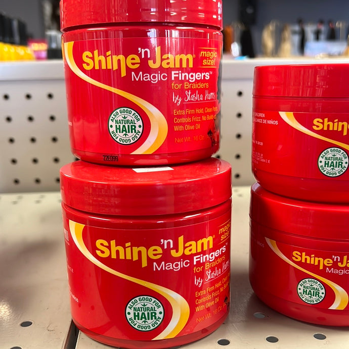 Shine’nJam Magic Fingers for Braider’s , extra firm, clean parts, controls frizz, build up, with Olive oil