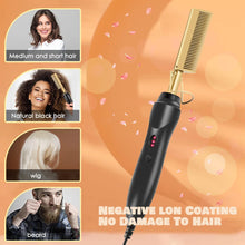 Load image into Gallery viewer, Hot Comb Electric, Comb Wet And Dry Hair Curler Comb, Hot Straightening Heating Comb, Iron Environmentally Gold Comb