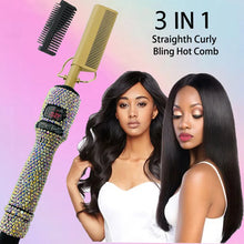 Load image into Gallery viewer, Hot Comb Straight Curling Electric Comb for All Textured, Kinky, Curly, &amp; Wavy Hair Types Styling Tools