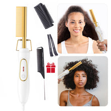 Cargar imagen en el visor de la galería, Hot Comb Electric, Comb Wet And Dry Hair Curler Comb, Hot Straightening Heating Comb, Iron Environmentally Gold Comb
