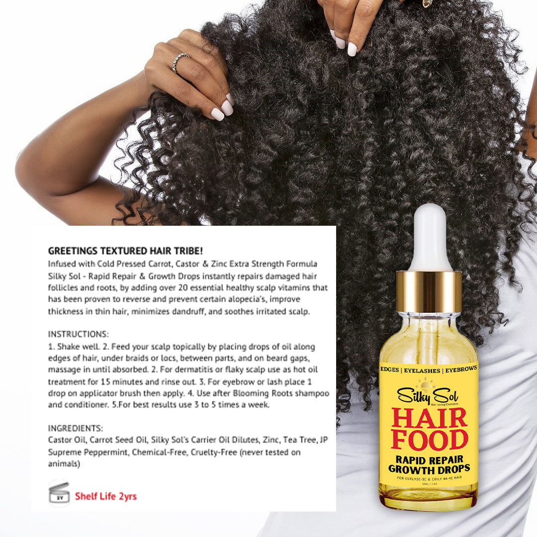 Hair Food Serum | Silky Sol Naturals/ Rapid hair Growth and repair oil for curly textured hair types/ Organic, Vegan, Non-GMO